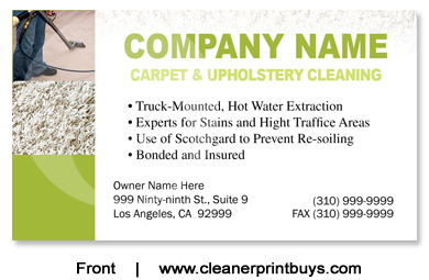 Carpet Cleaning Business Cards #C0003 Matte Front
