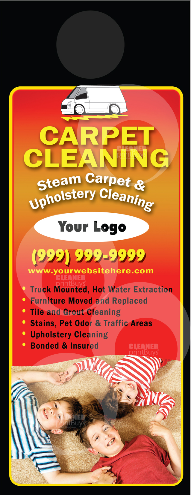 Carpet Cleaning Door Hangers #C0001 (FRONT VIEW)