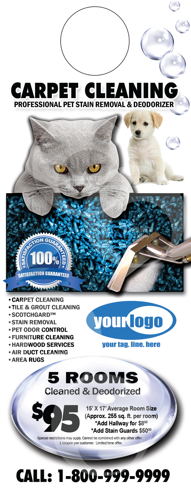 Carpet Cleaning Door Hangers #C0007 (FRONT VIEW)