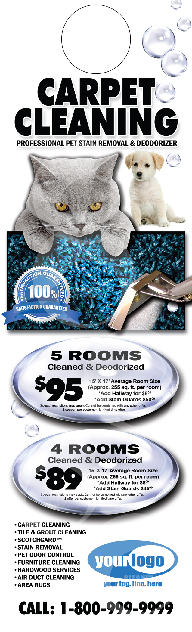 Carpet Cleaning Door Hangers #C0007 (FRONT VIEW)