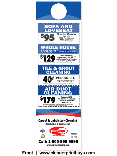 Carpet Cleaning Door Hanger (4.25 x 14) #C0006 Cover Gloss Front