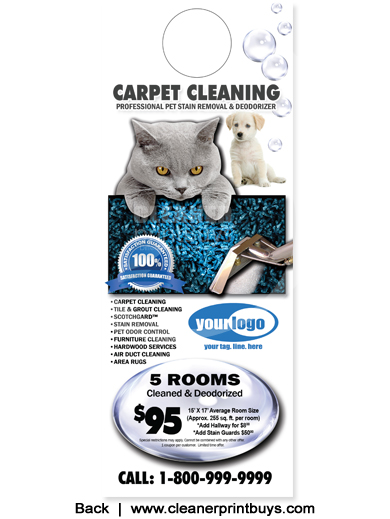 Carpet Cleaning Door Hangers (4.25 x 11) #C0007 Cover Gloss Front
