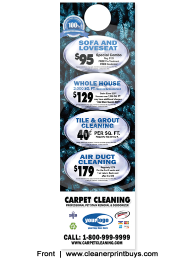 Carpet Cleaning Door Hanger (4.25 x 14) #C0007 Cover Gloss Front