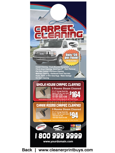 Carpet Cleaning Door Hangers (4.25 x 11) #C1010 Cover Gloss Front