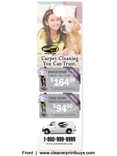 Carpet Cleaning Door Hanger (4.25 x 14) #C1020 AQ Gloss Front
