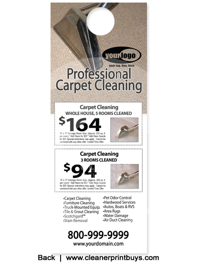 Carpet Cleaning Door Hangers (4.25 x 11) #C1076 Cover Gloss Front