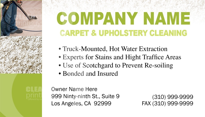 Carpet Cleaning Business Cards #C0003 (BACK VIEW)